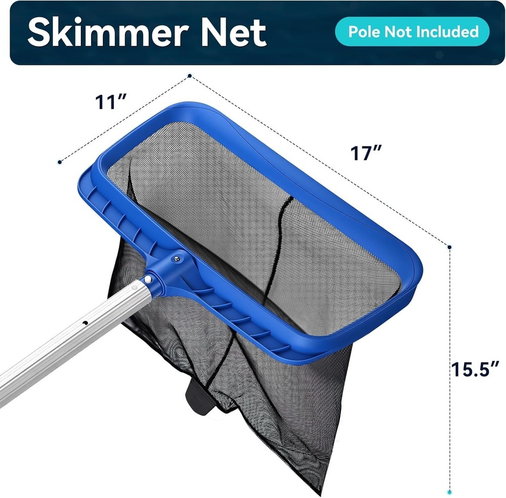 Heavy Duty Pool Leaf Skimmer Net 2 Pack Deep Mesh Compatible with Standard Po...