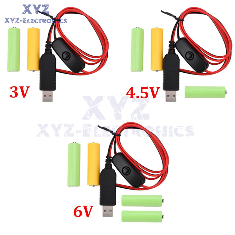 AAA Eliminator Cable Dummy-Battery Power Cable Replacement for 3/4.5/6V AA AAA