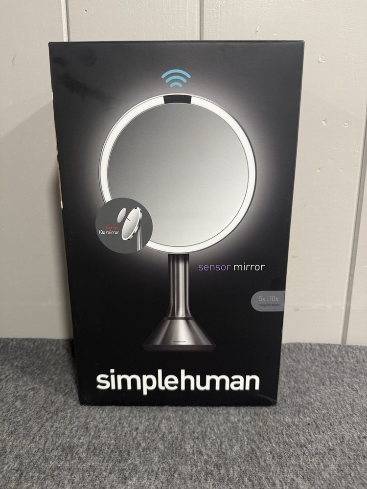 Simplehuman ST3200 Sensor Mirror 5x 8” Round LED Silver Open Box