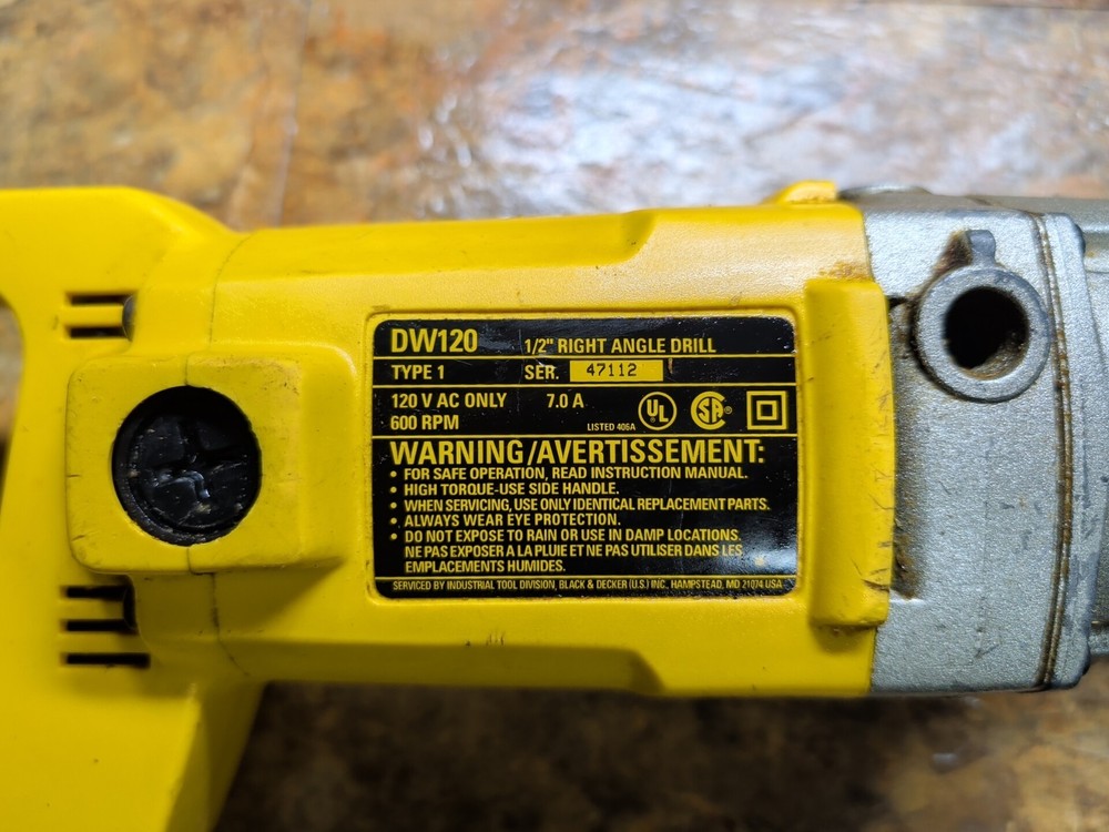 Dewalt DW120 1/2" Right Angle Drill with Case