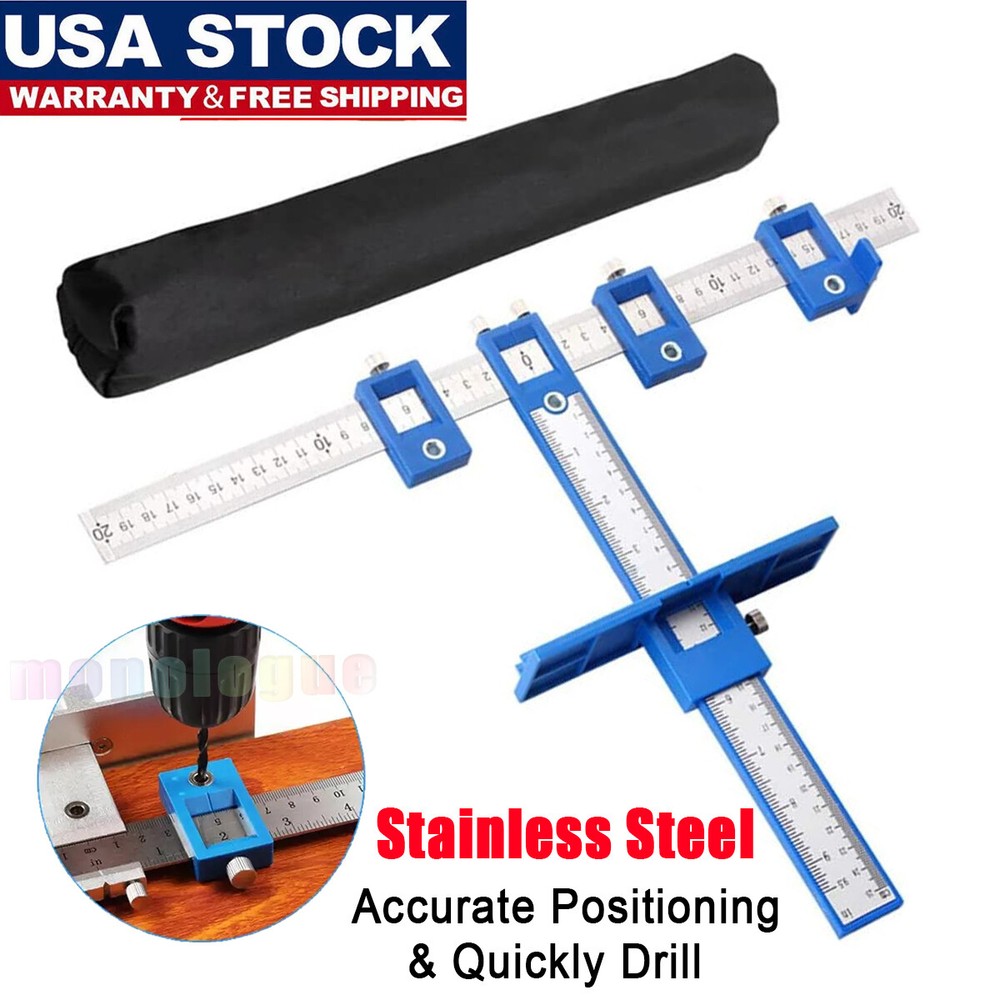 Cabinet Hardware Jig Adjustable Punch Locator Handle Template Tools Drill Guide