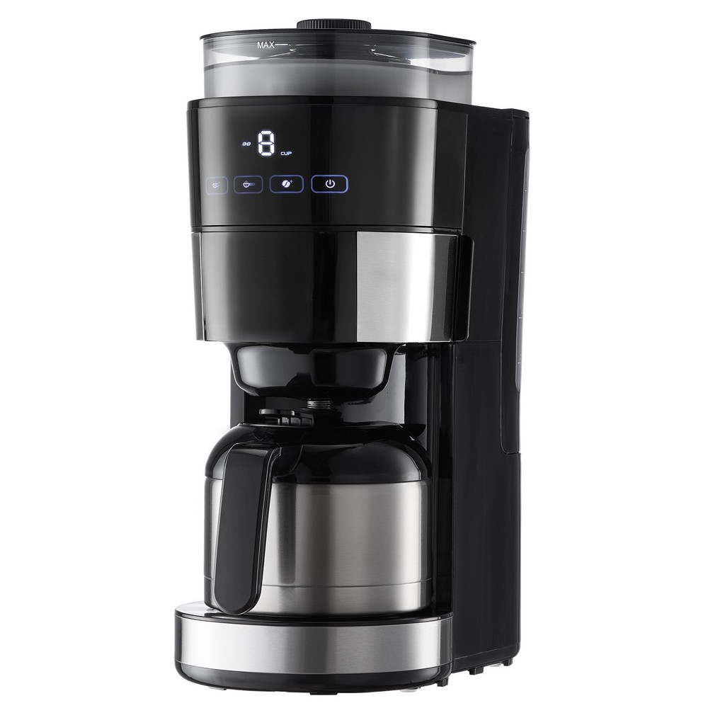 8 Cup Drip Coffee Machine Grind & Brew Coffee Maker w/ 3 Brew Strength Control