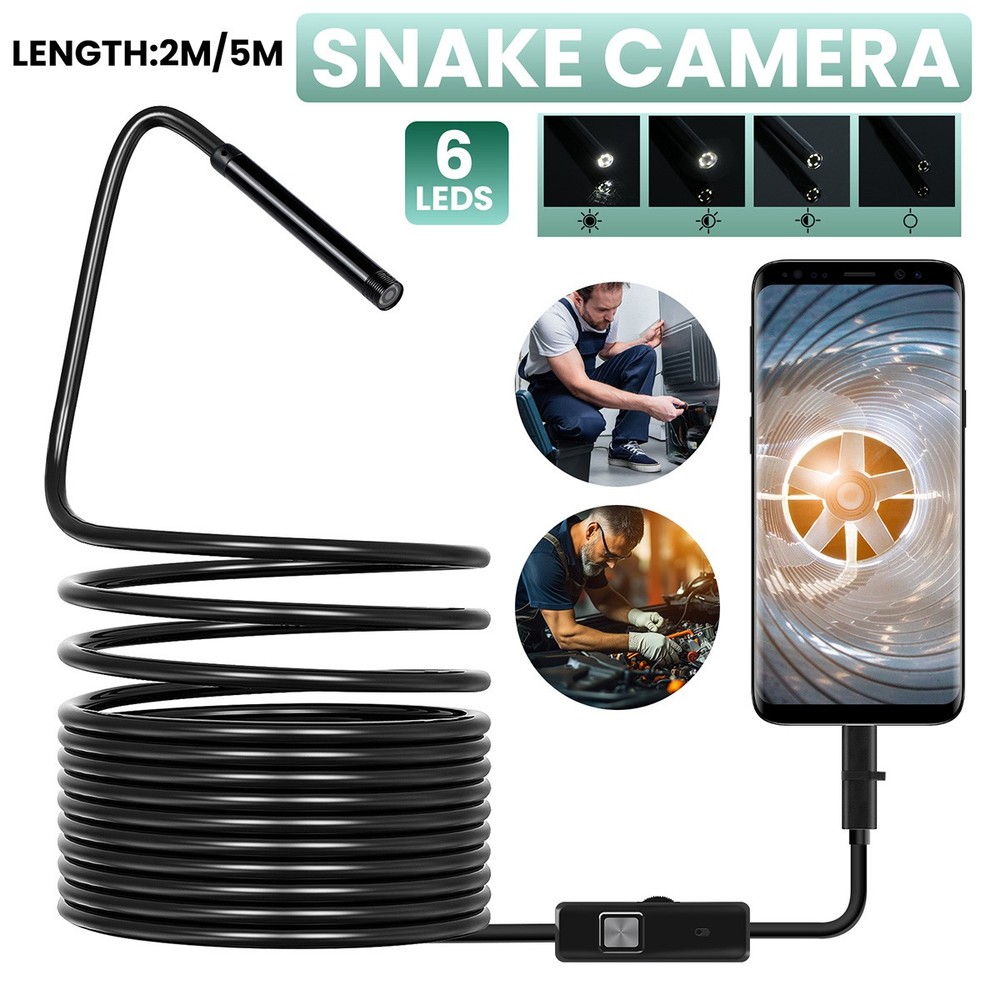 5.5mm HD Snake Endoscope Borescope Inspection Camera for USB Type C Android PC
