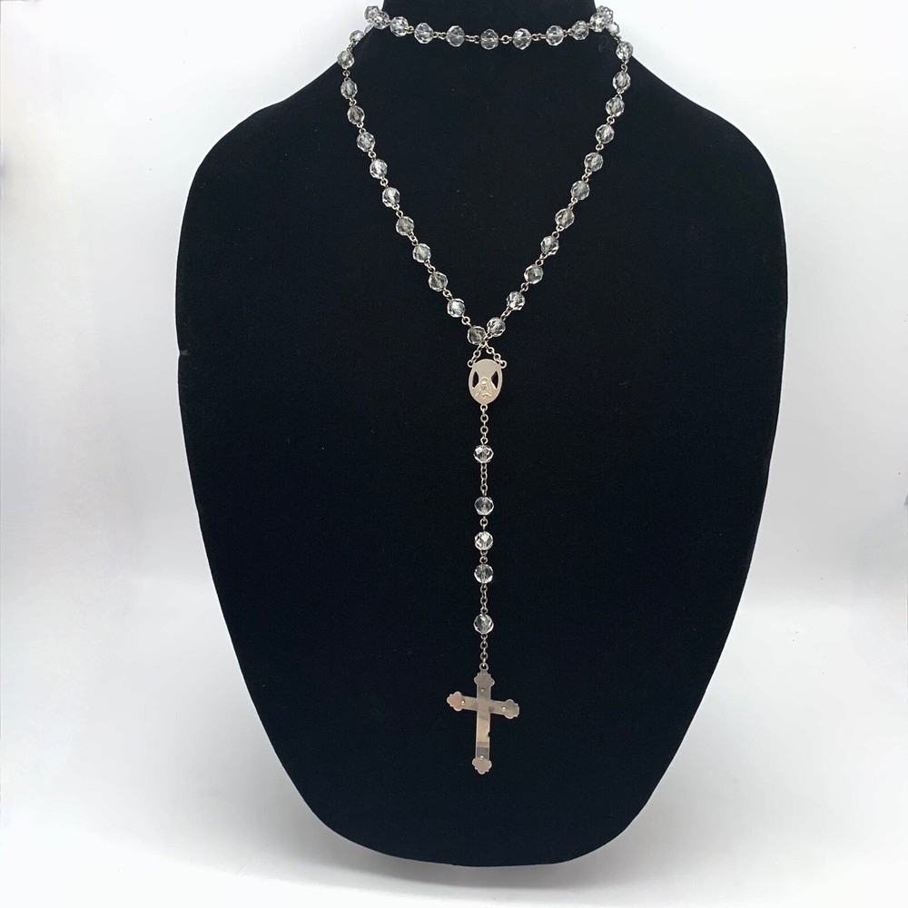 Vintage Multifaceted Crystal Glass Bead Catholic Rosary