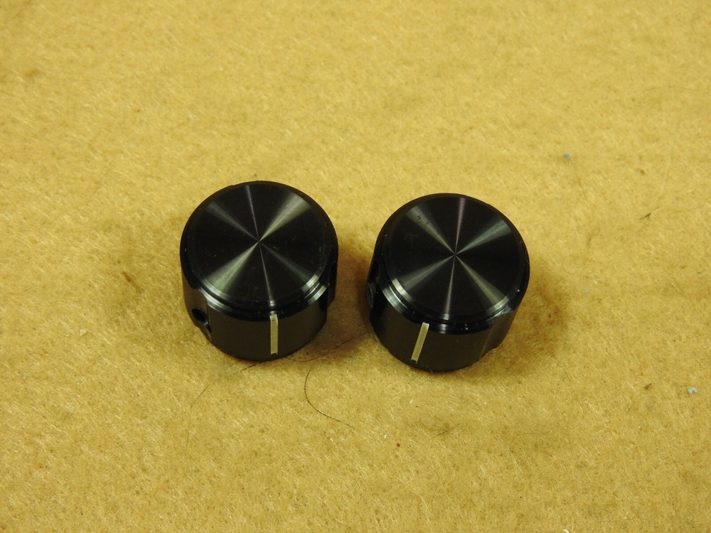 Lot of 2 Nice Aluminum Control Knobs, Black, 3/4" Diam, Black, Pointer - New