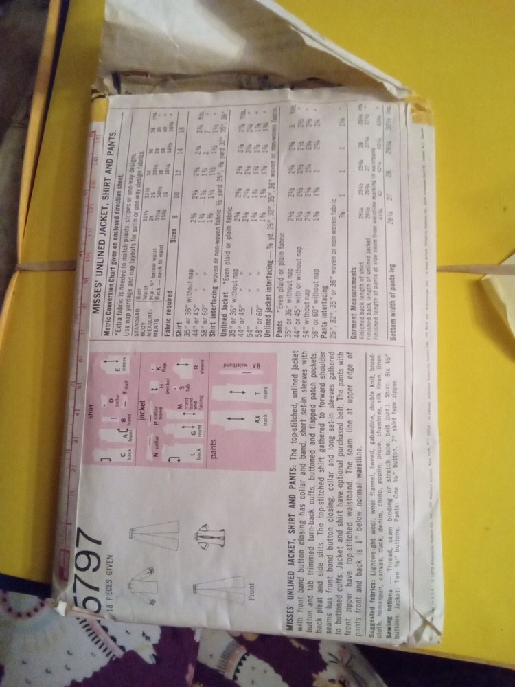 Simplicity Pattern 5797 Shirts And Pants Uncut Size 14