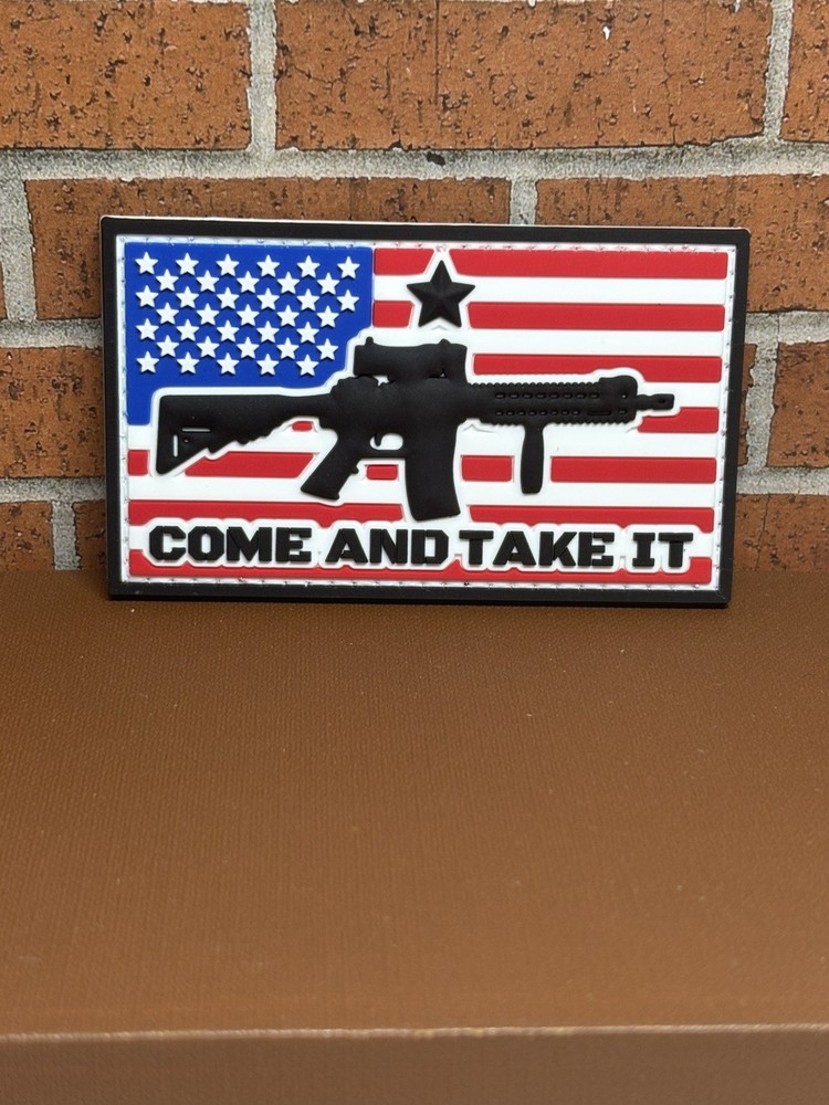 Assault Rifle PVC Patch - Tactical Morale Gun Patch - AR15 American Flag Patch