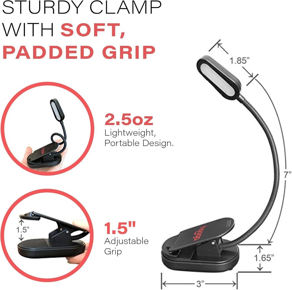 Amber Book Light, Rechargeable Clip-On Blue Light Blocking LED Reading Light,...