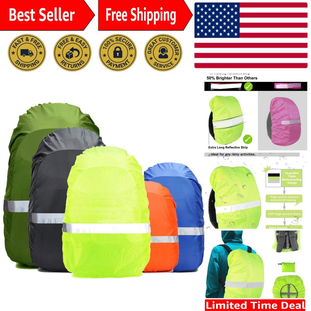 Compact Waterproof Backpack Cover with Reflective Strip - Ultralight & Durable
