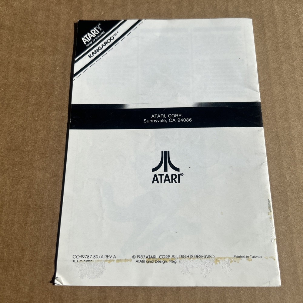 Kangaroo Game Program Instructions Manual Atari 2600 Authentic 1987 CO19787-89