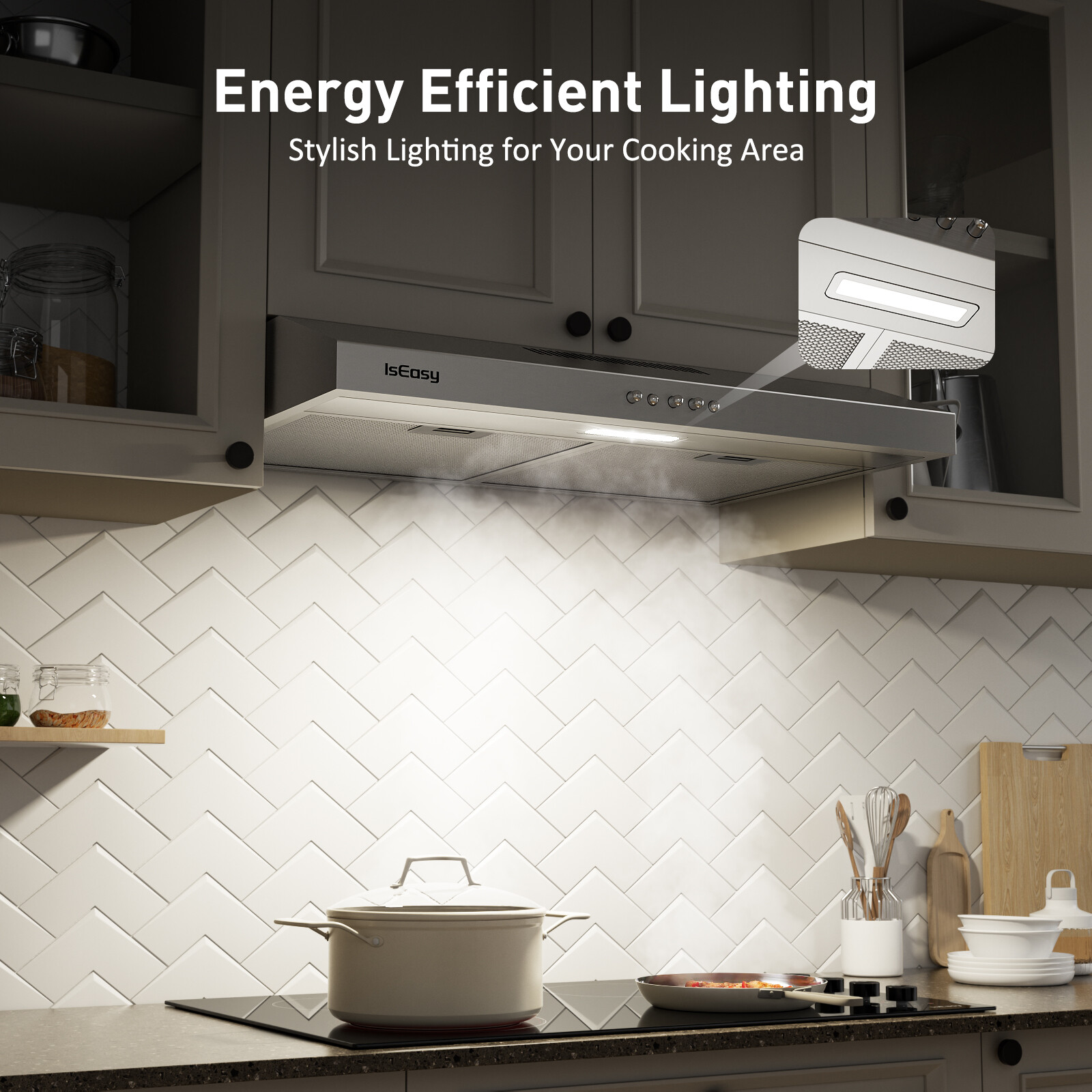 Kitchen Range Hood 30 inch Under Cabinet Cook 3-Speed Vent Fan Ducted/Ductless