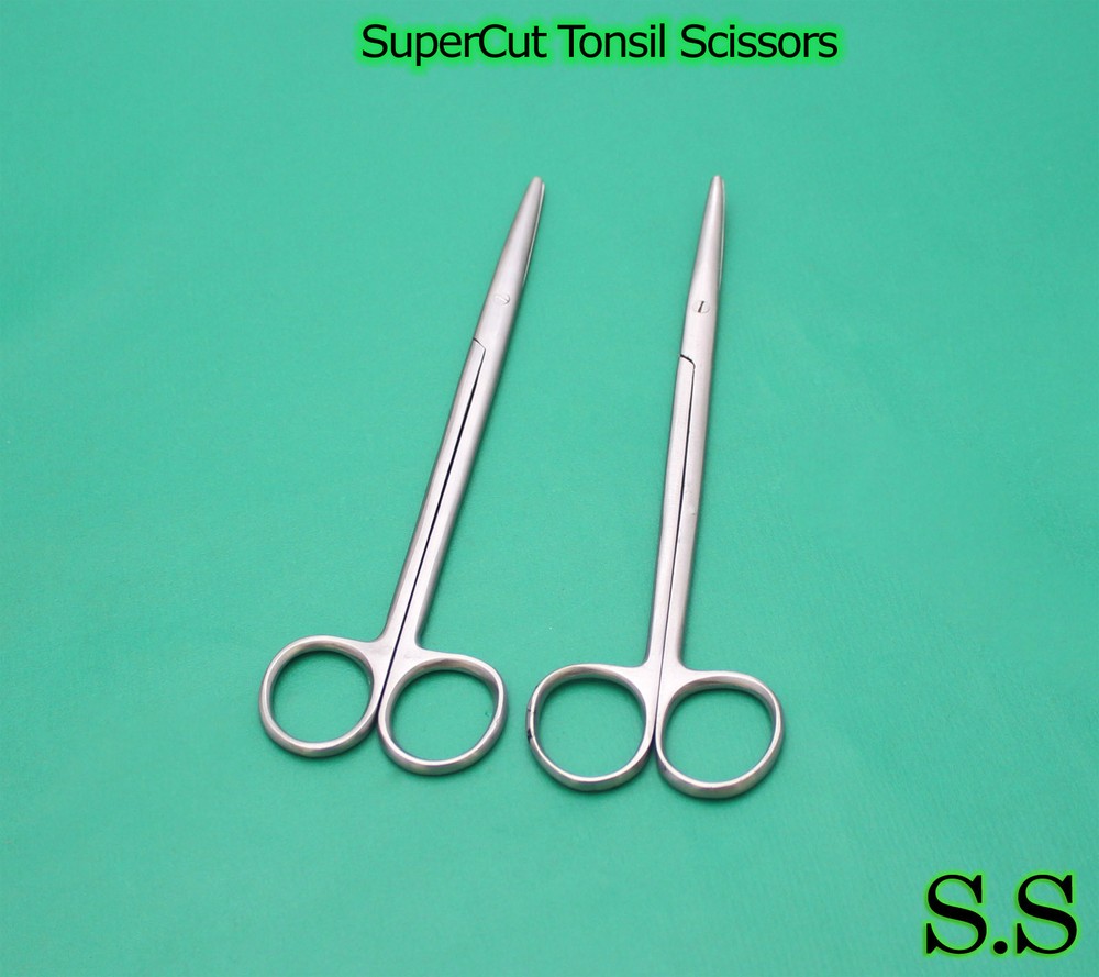 2 SuperCut Tonsil Scissors 7 STR CU Surgical Instrument