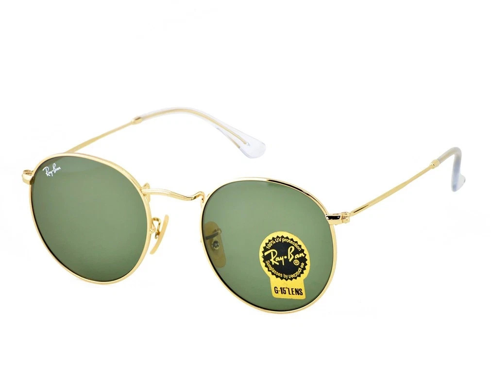 Ray-Ban Sunglasses RB3447 Round Metal Gold Frame Green Classic Lens 50mm Unisex