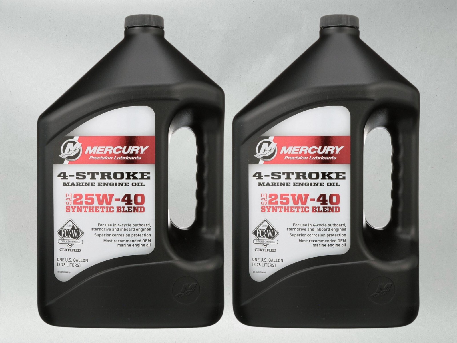 Mercury OEM 25W-40 Synthetic Blend Marine Engine Oil 1 Gallon 8M0078630-2PACK