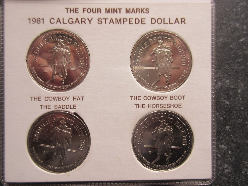 1981 Calgary Stampede Four Mint Mark Dollar Set
