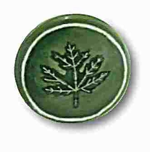 1-1/4" Maple Leaf Ceramic Knob Glossy Forest Green