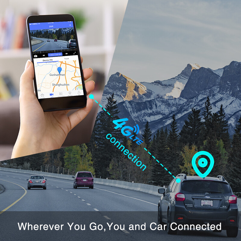 4G Mini Dash Cam Dual Car Dash Cam DVR GPS Front & Inside Camera APP Remote View