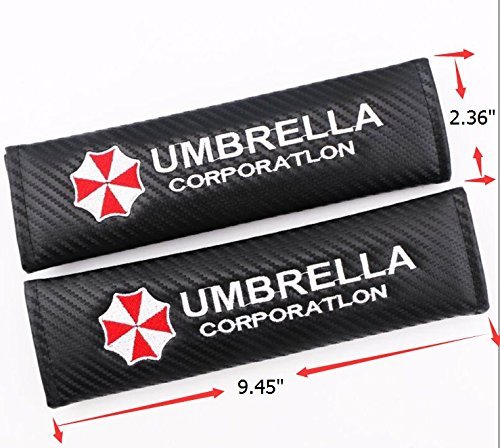 2X NEW Umbrella Corporation Carbon Fiber Seat Belt Cover Shoulder Pad Cushion