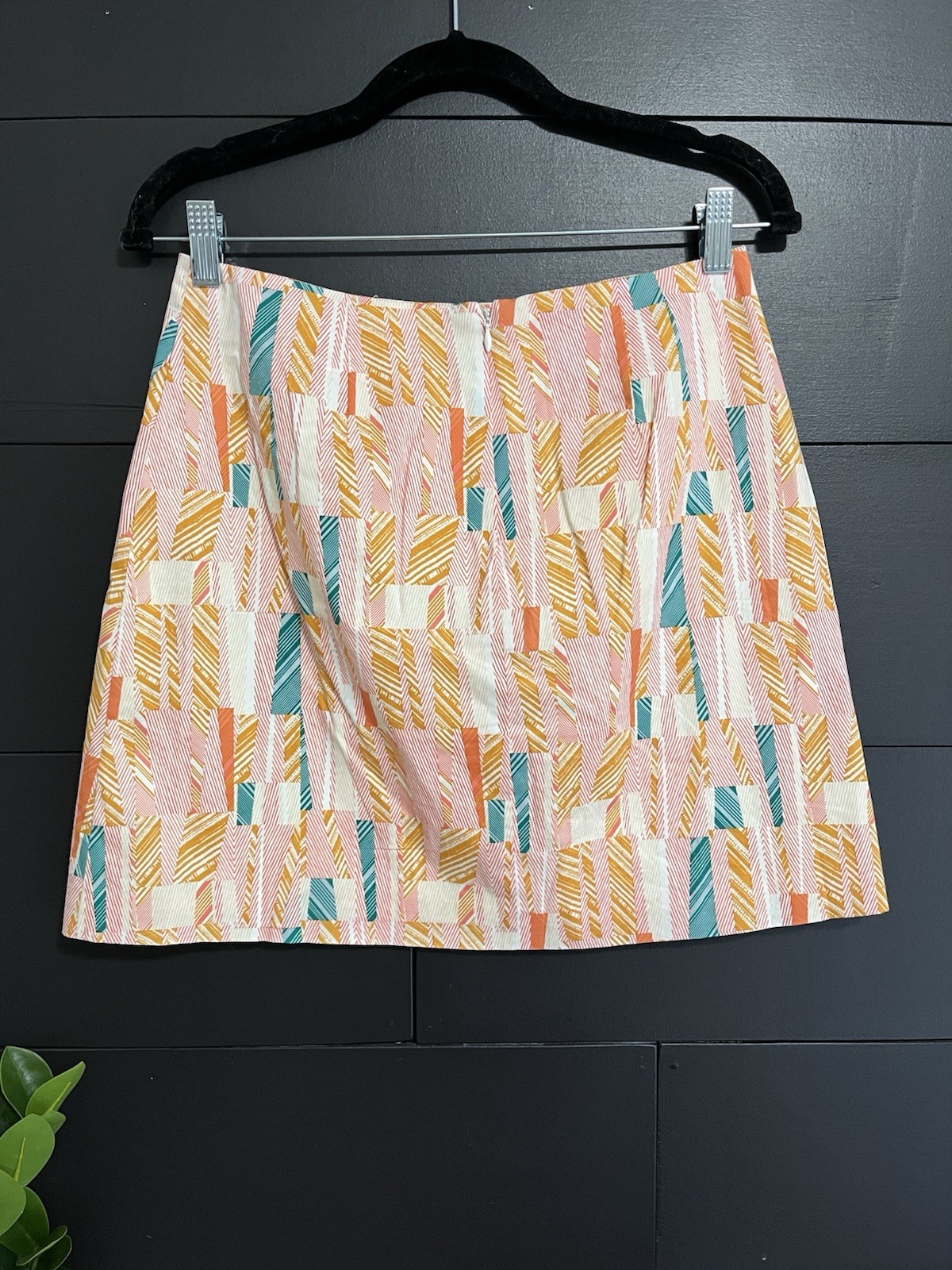 JUNE & HUDSON Boho Unique Fit & Flare Colorful Geo Skirt Sz Small EUC