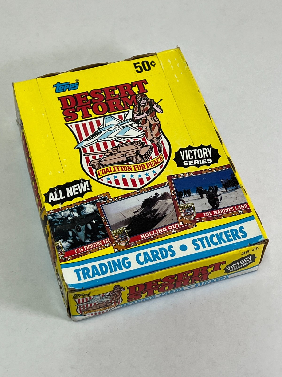 💥 NEW 1991 Topps Desert Storm Trading Cards Stickers Case 36 Wax Pack Box NOS💥