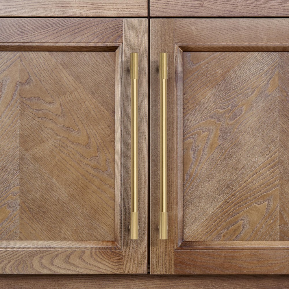 2pcs Solid Brass Gold Cabinet Pulls, 10 Inch Hole Centers for Kitchen Cupboar...