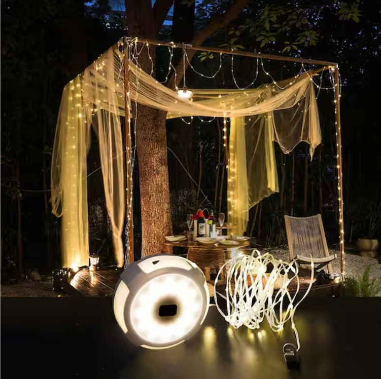 250-Lumens 2-in 1 Multi-functional Rechargeable Utility light with String Light