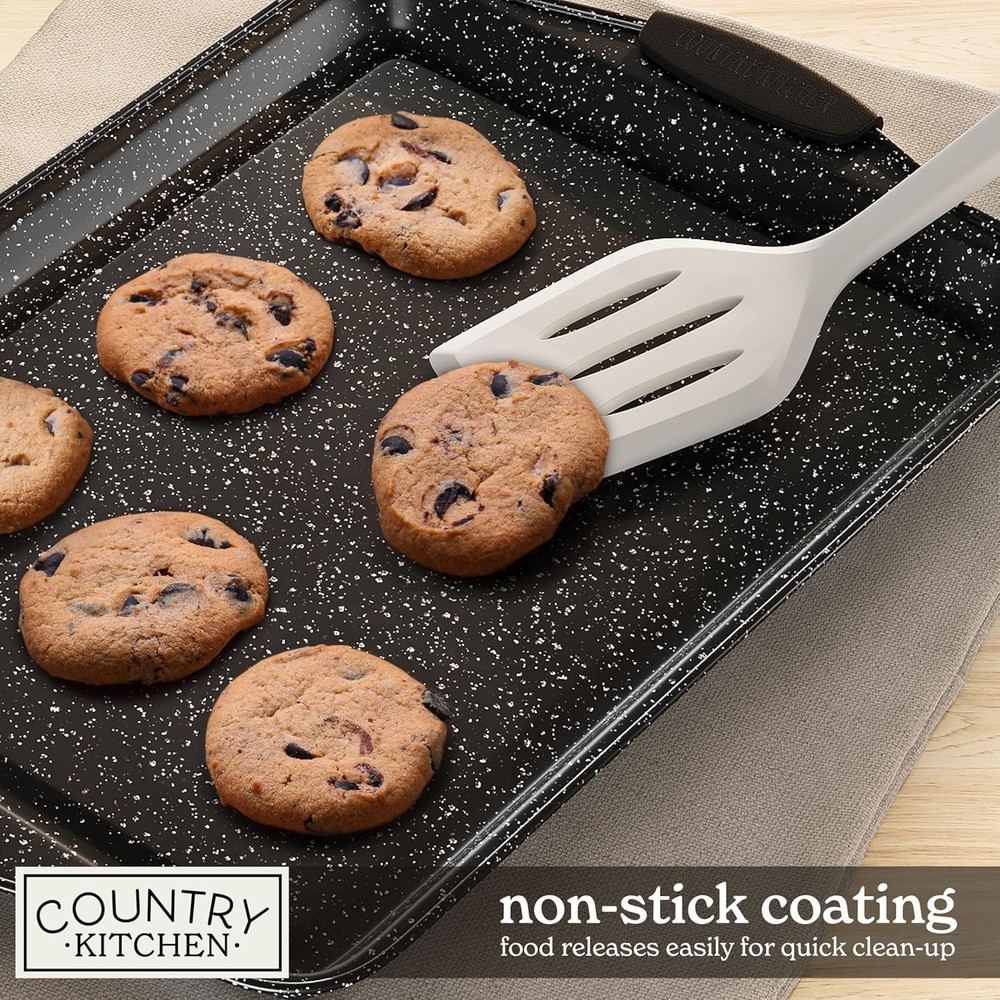 Country Kitchen Nonstick Stackable Bakeware Set Black, 4 Pcs