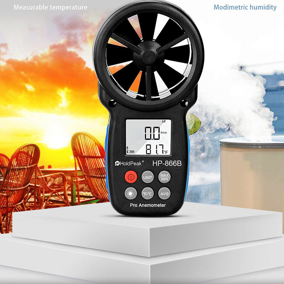 Digital LCD Air Wind Speed Anemometer Temperature Gauge Meter Tester Vane Meter