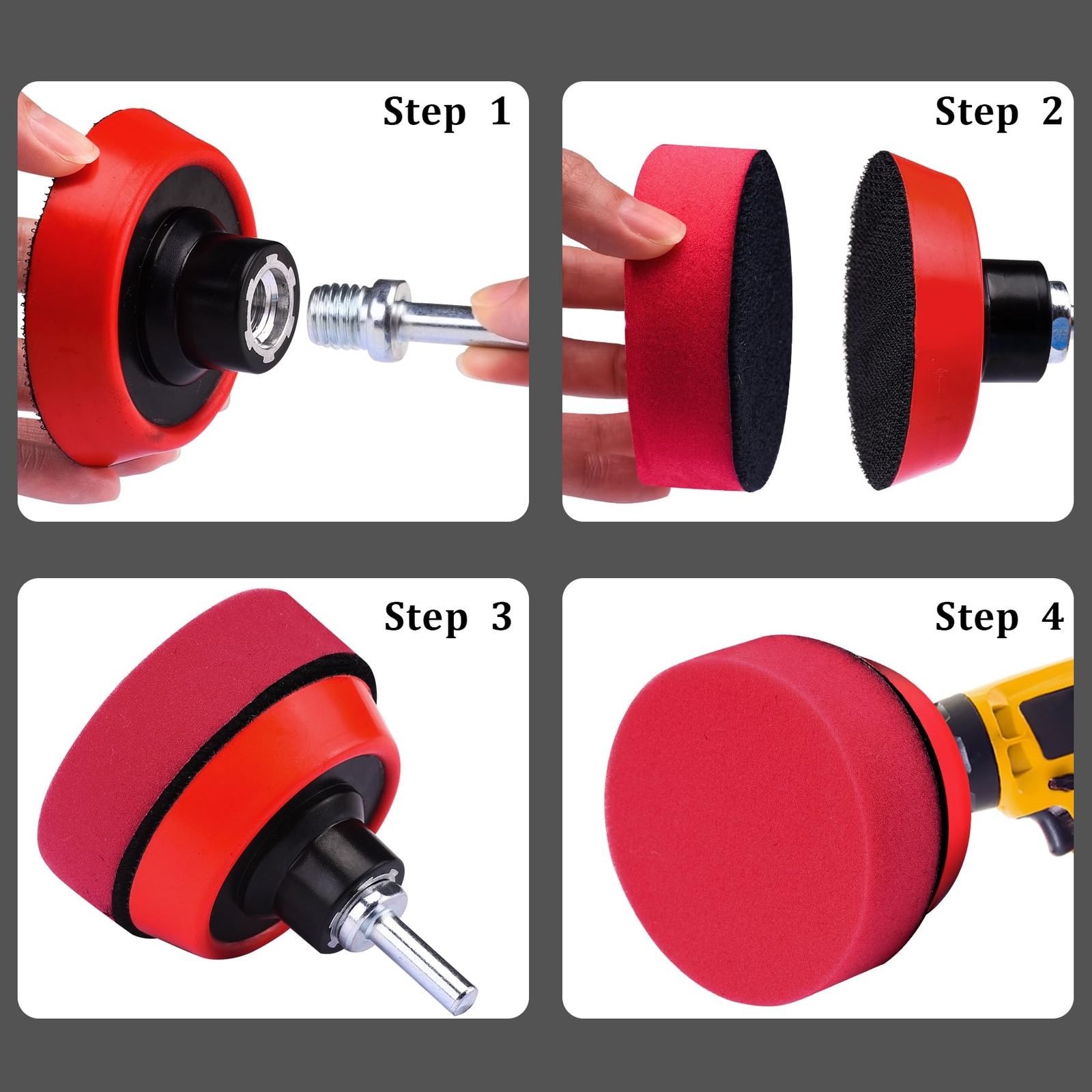 51 Pieces Car Foam Drill Polishing Pad Kit 1 inch 2 inch 3 inch Detail Polish...