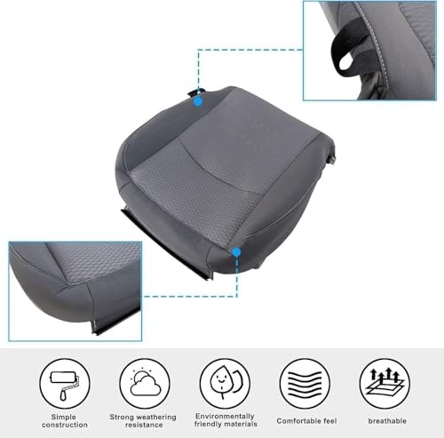 Driver Side Bottom and Top Lean Back Replacement Cloth Seat Cover Gray