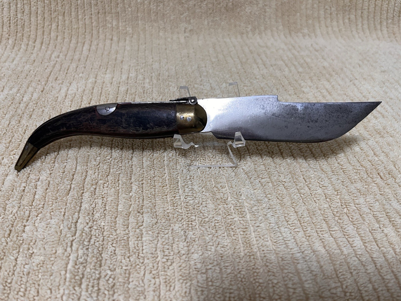 Rare Antique Spanish TOLEDO Color Etched Blade Horn Handle Knife