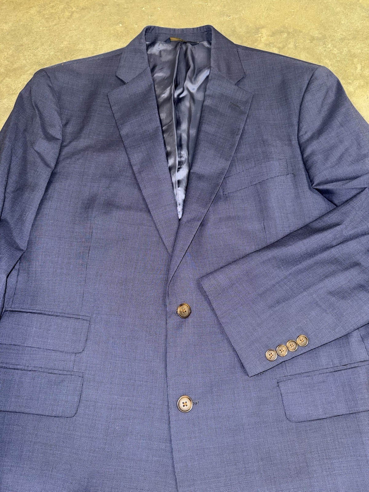 Brooks Brothers Blazer Jacket Mens 44L Blue Hopsack Tollegno Italy Wool Madison