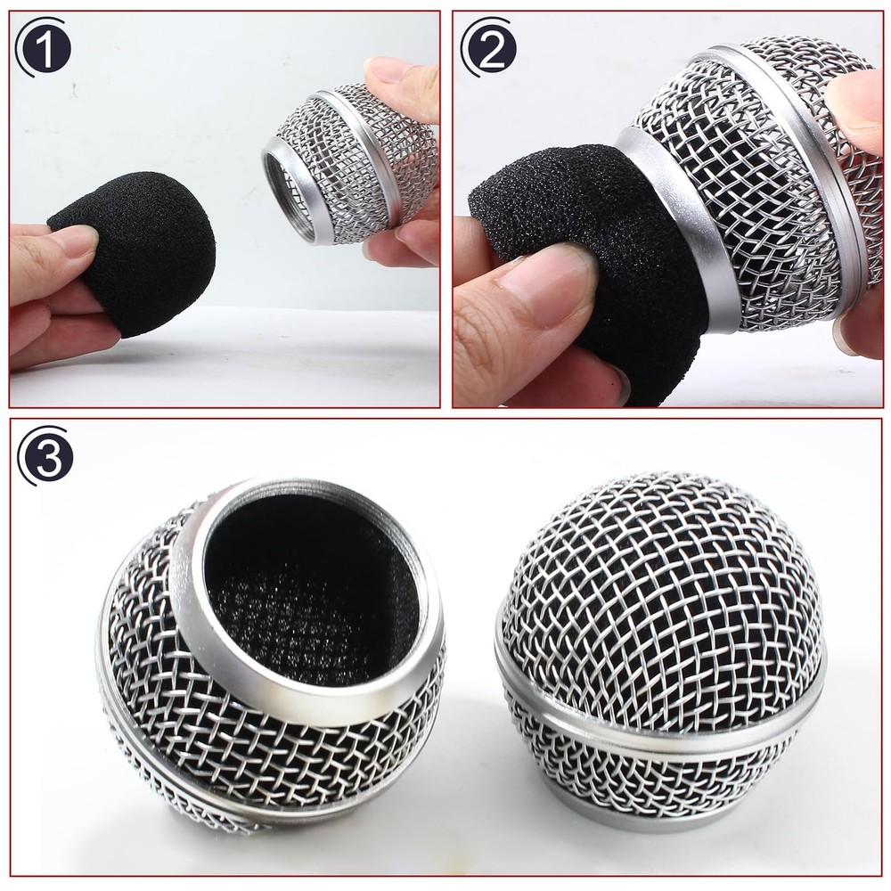 4 Pack SM58 Microphone Head Replacement Standard Size Grille Mic Replacement wit