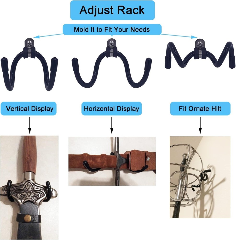 Mini Adjustable Sword Display Hook - 4 Pack Racks for Elegant Weapon Showcase