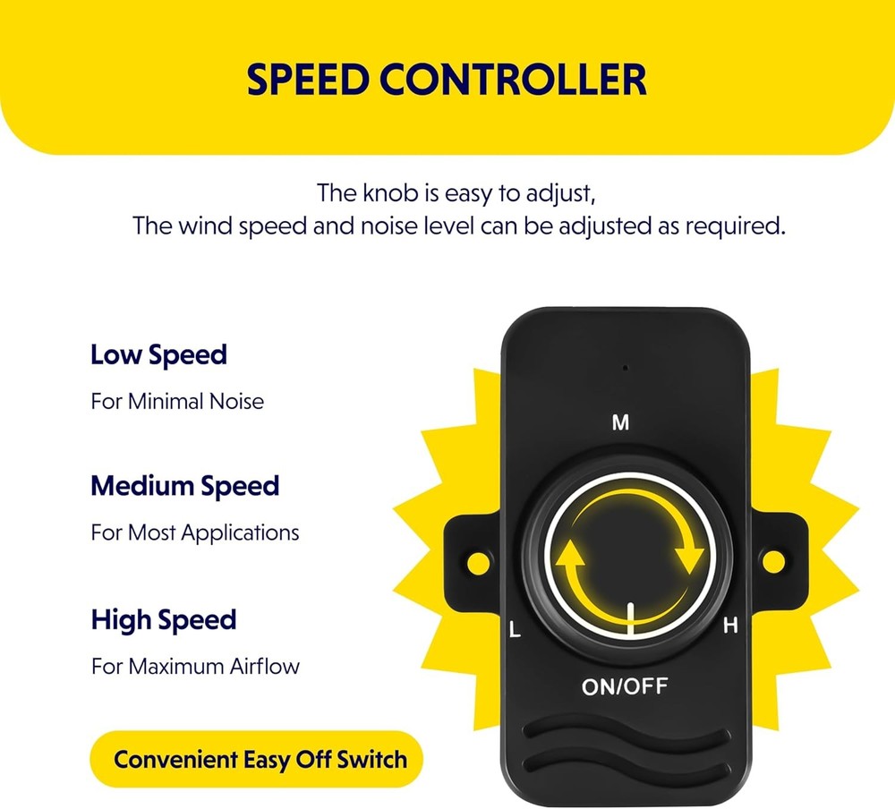 iPower Inline Duct Fan Booster with Variable Speed Control