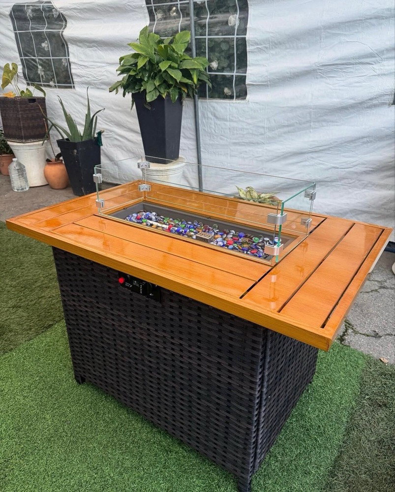 40x 24” Rectangular Outdoor Patio Gas Fire Pit Table, 50000BTU Fire Pit Table