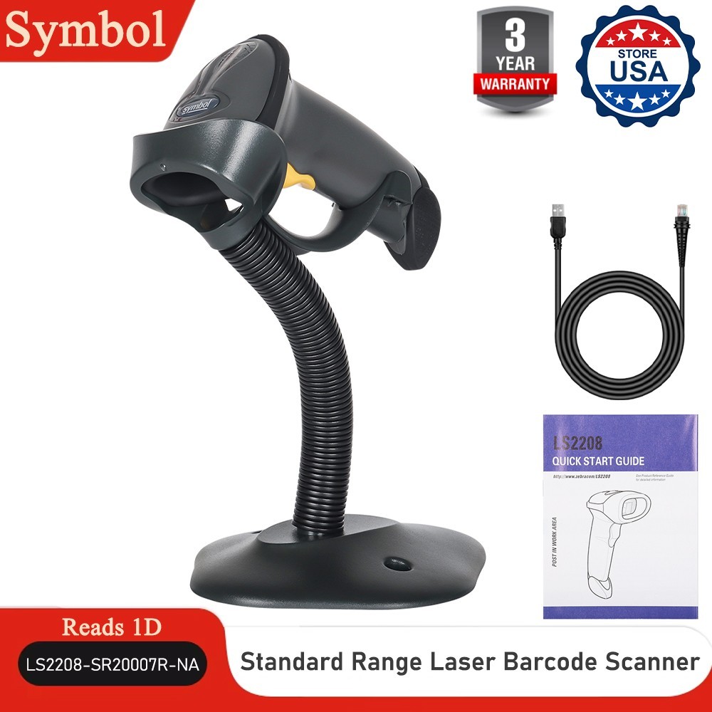 Zebra Symbol LS2208-SR20007R-NA Handheld 1D Laser Barcode Scanner Reader USB US