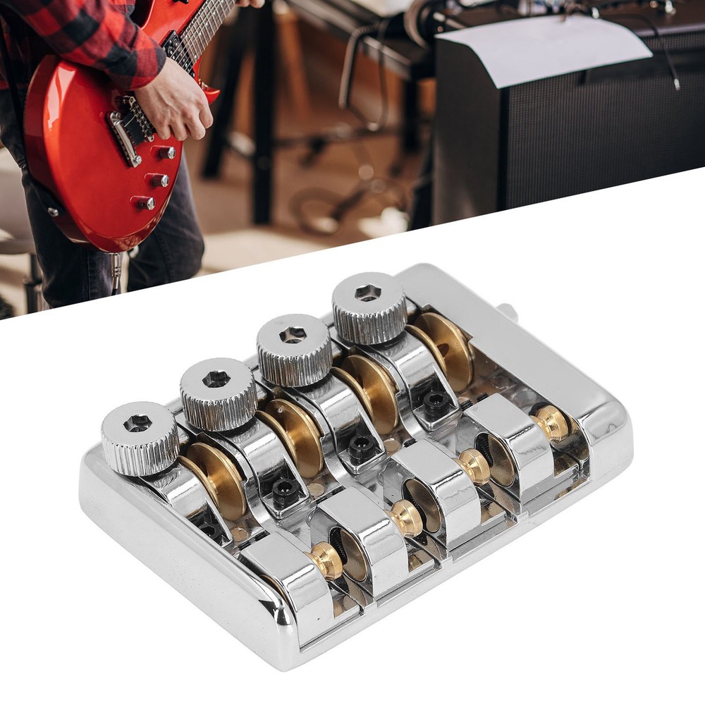 4 String Headless Electric Bass Bridge Alloy Brass Bridge Replacement (Silver )