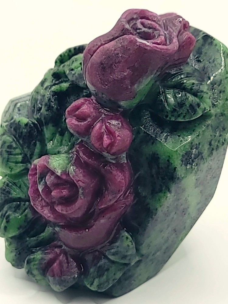 Ruby Zoisite Roses Carving- UV Reactive- WYSIWYG