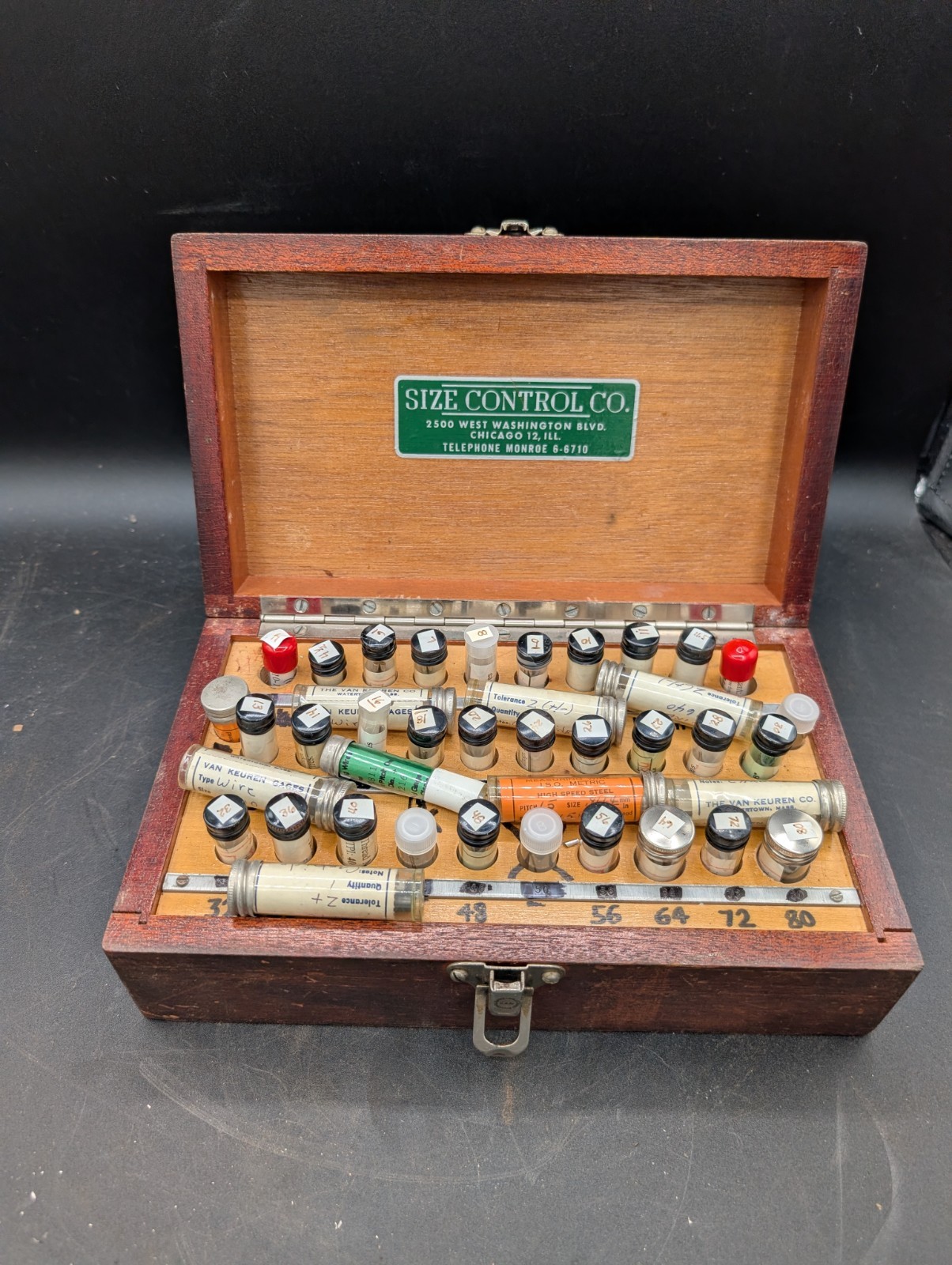 Vintage MACHINIST Set of Van Keuren And Other Measuring Wire Thread Set in Case