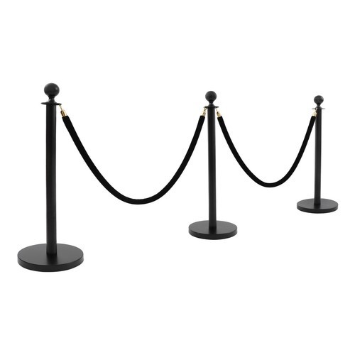 6Pcs Black Stanchion Posts Crowd Queue Pole Ropes Control Barrier Stanchion