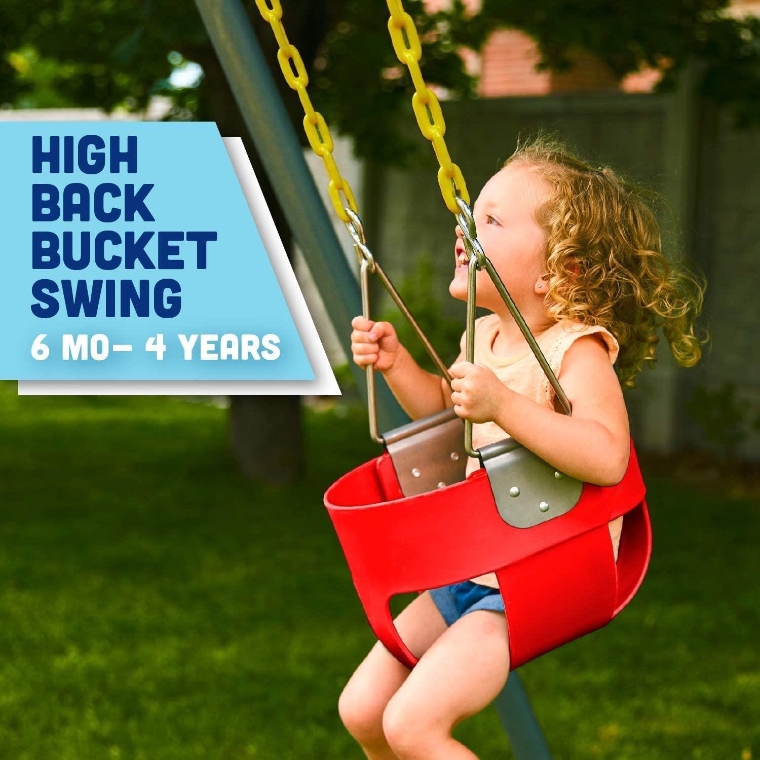 Heavy-Duty High Back Full Bucket Toddler Swing Seat with Chain Fully Assembled