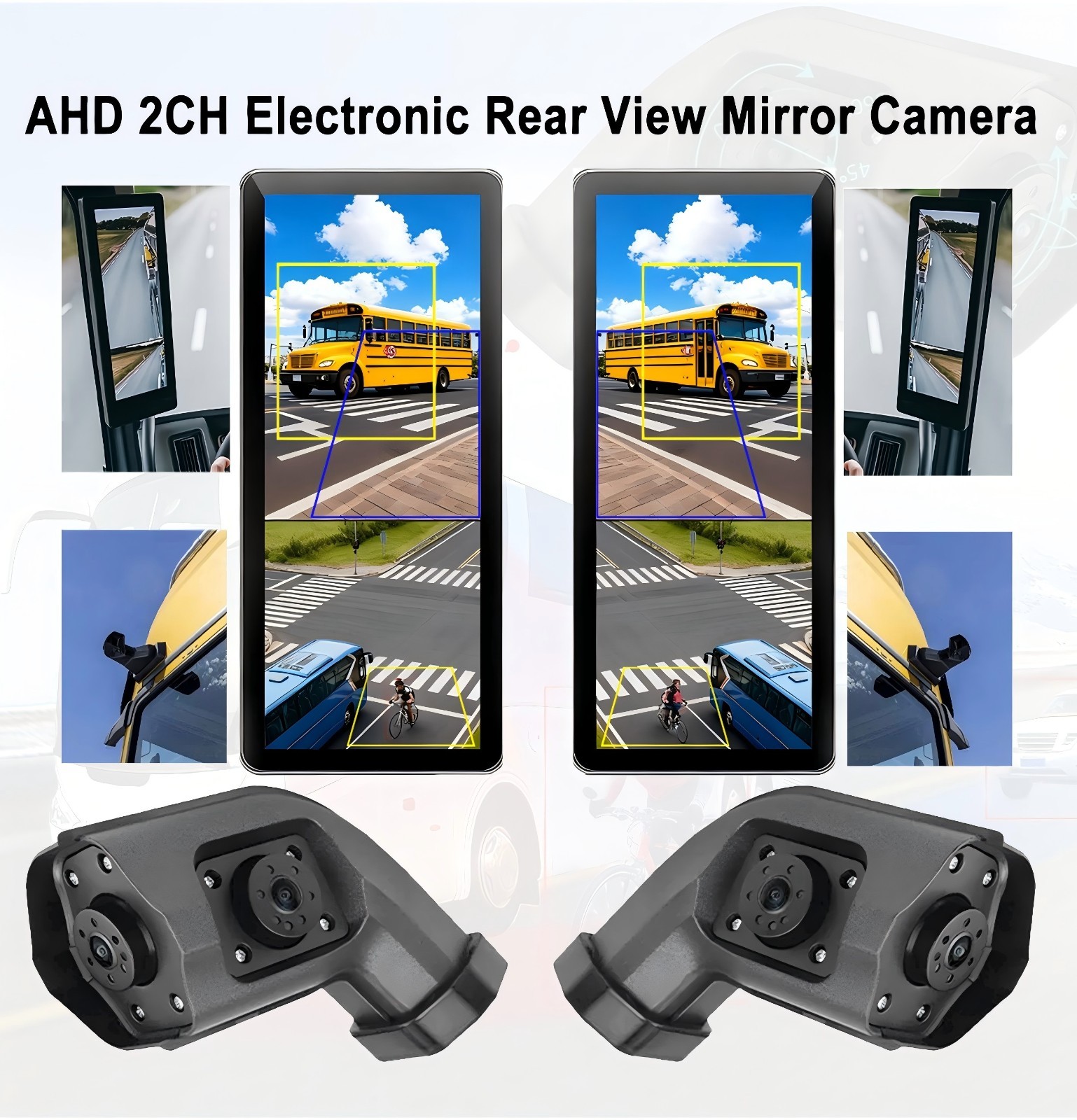 10.36" BSD Side View Vertical DVR Monitor Left Right Car Camera for Truck NEW