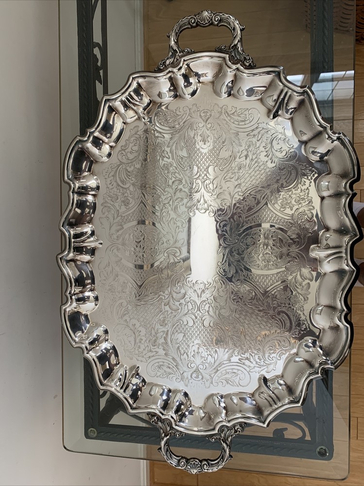 EPCA BRISTOL SILVER 70 PLATED DOUBLE HANDLE SERVING PLATTER- 26”