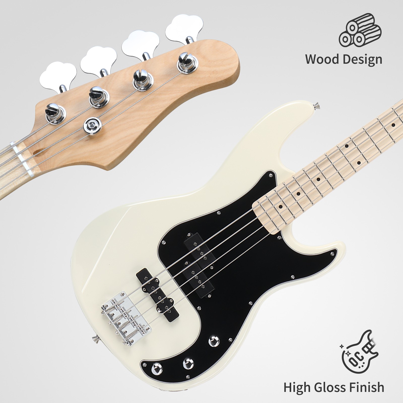 Ktaxon 46in Full Size Electric KP Bass Guitar Basswood for Student Portable Bag