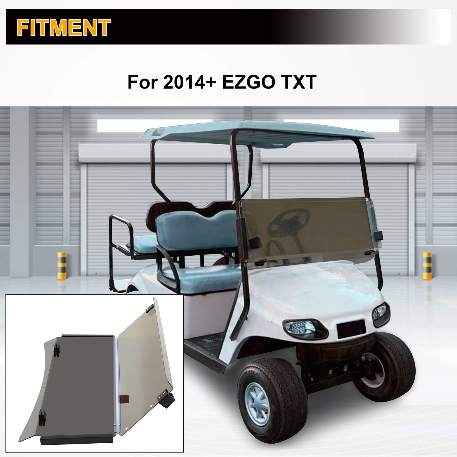 For 2014 + EZGO TXT Golf Cart Fold Down Folding Tinted Windshield W/ Hardware