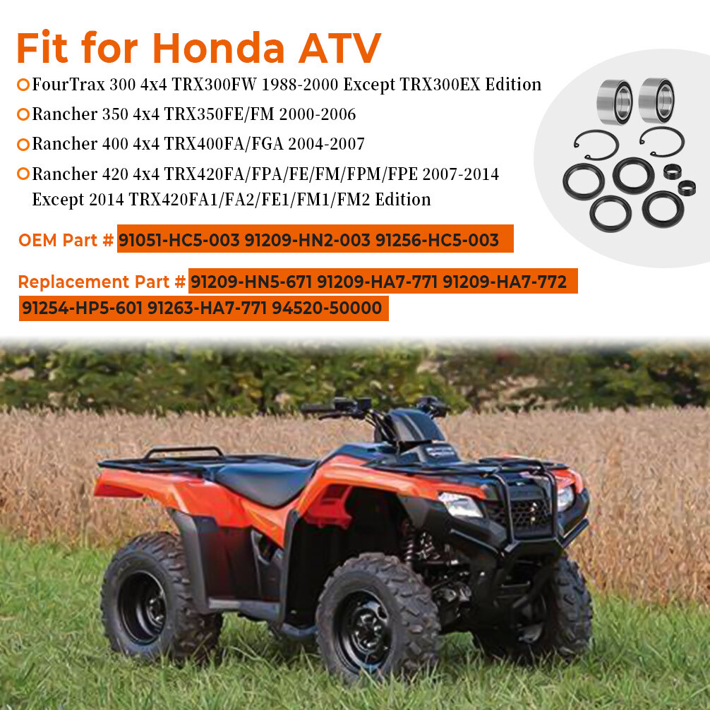 Front Wheel Bearings & Seals Kits for 1988-2000 Honda FourTrax 300 4x4 TRX300FW