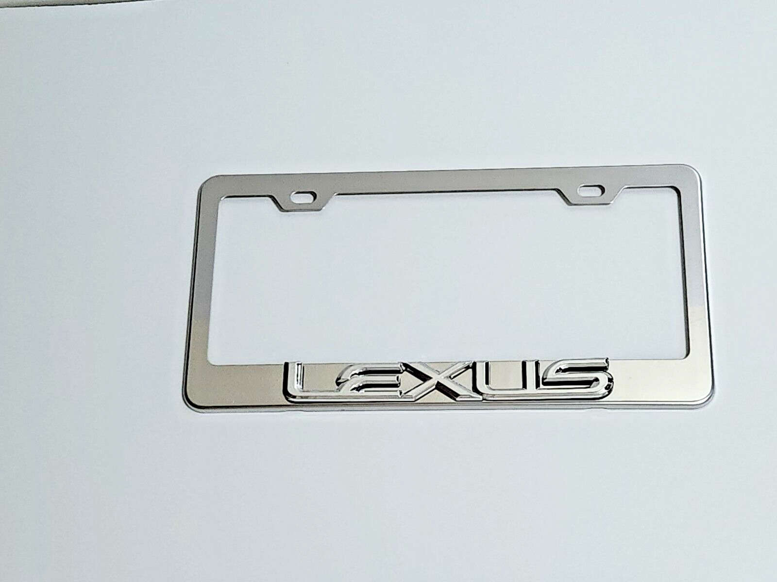 2 pcs Silver License Plate Frame for 3D Lexus Logo