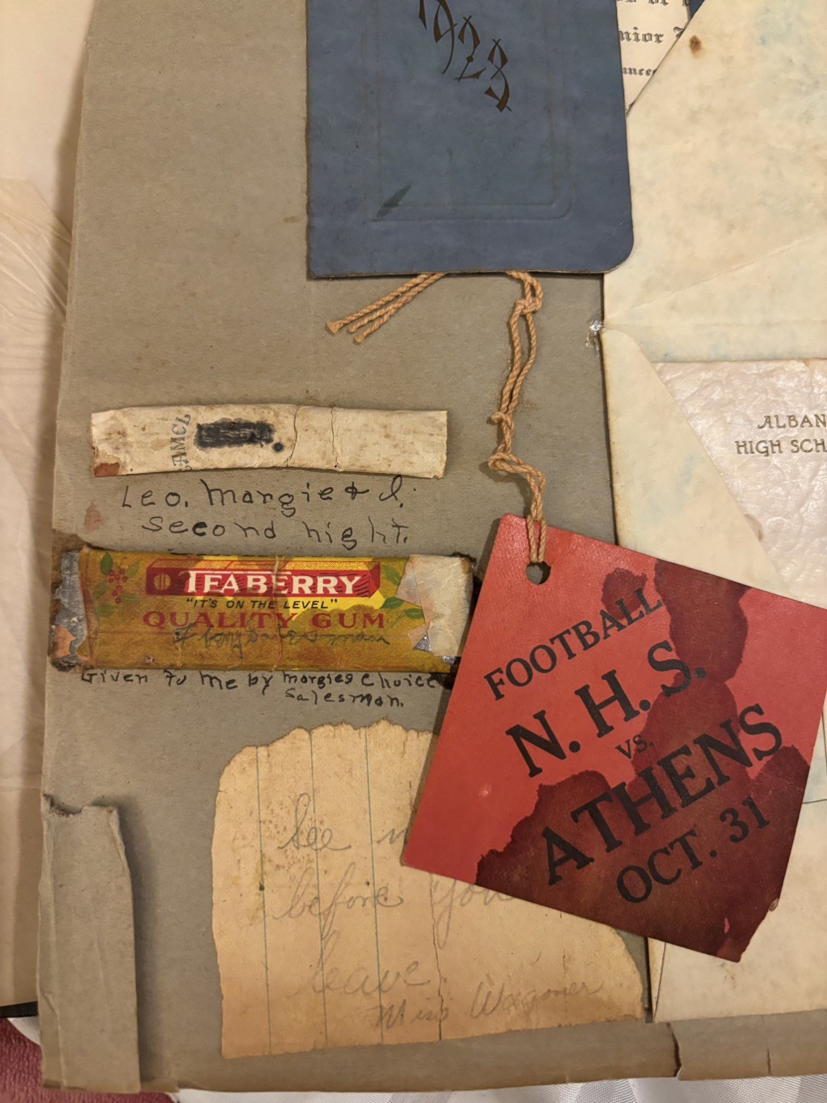 Antique 1923/24 High School Memories Scrapbook Felt Letter Invitations Playbill