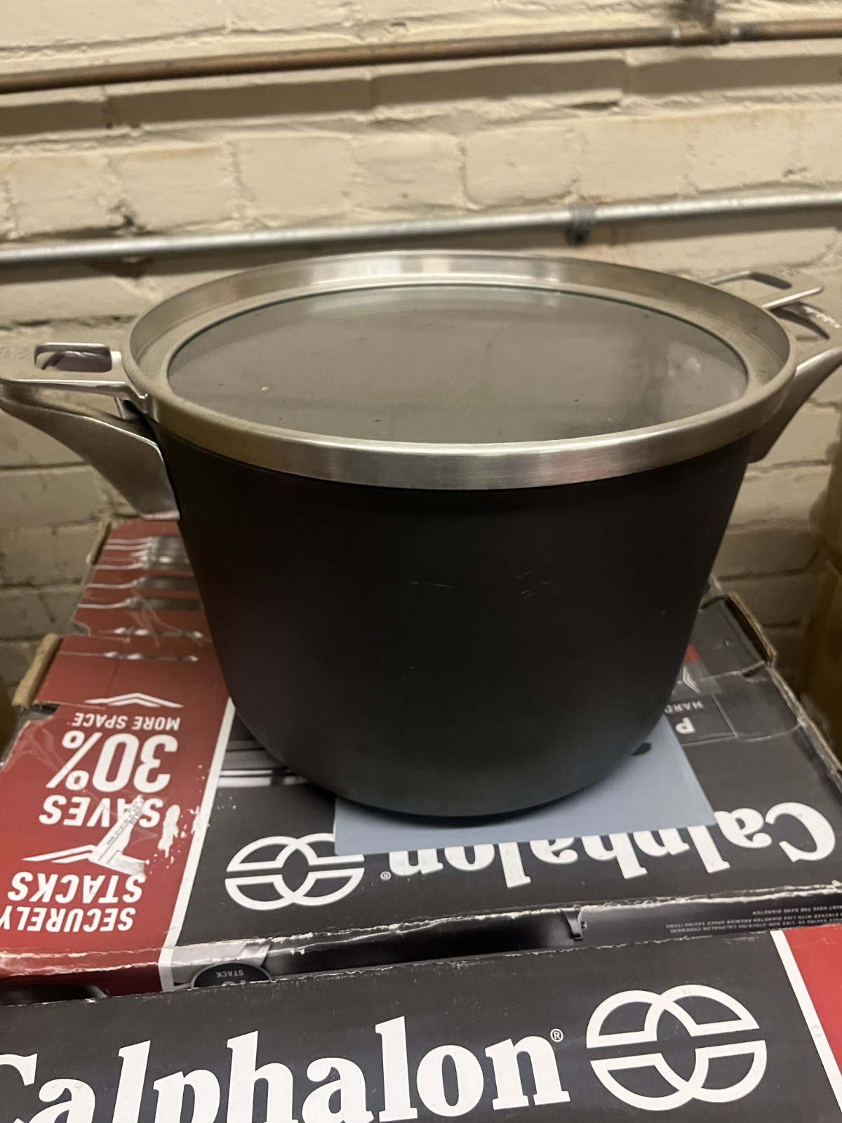 Calphalon Premier Space Saving Nonstick 8qt Stock Pot with Cover - NEW, OPEN BOX